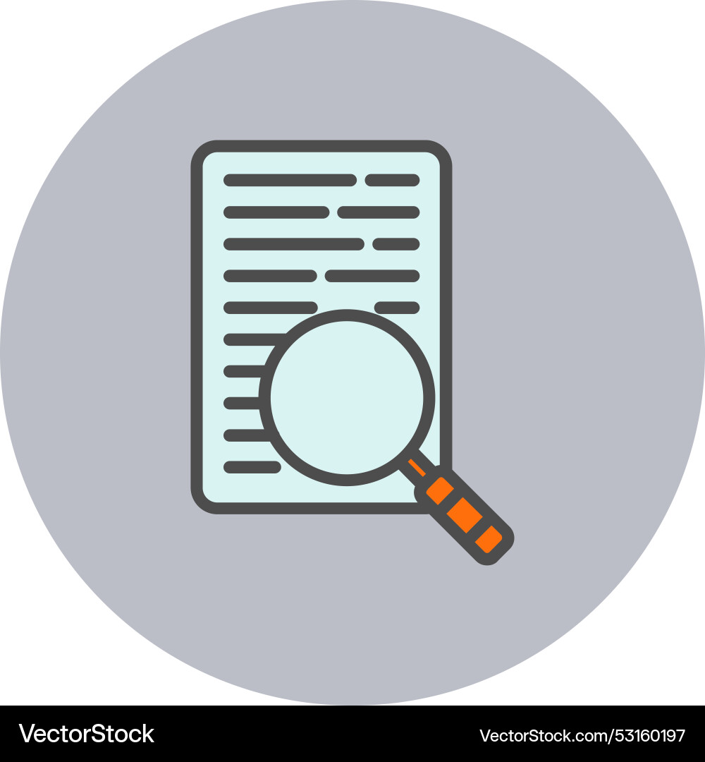 Magnifying line filled circle icon Vector Image