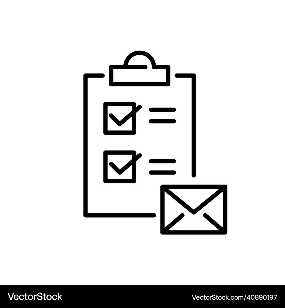 Mail list on a clipboard pixel perfect editable Mail list on a clipboard pixel perfect editable vector image