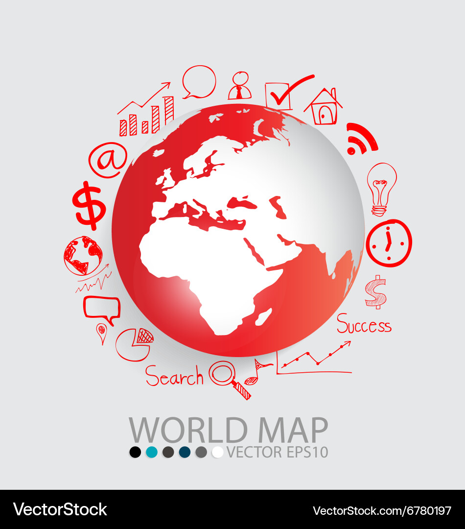 Modern globe with application icon template Vector Image
