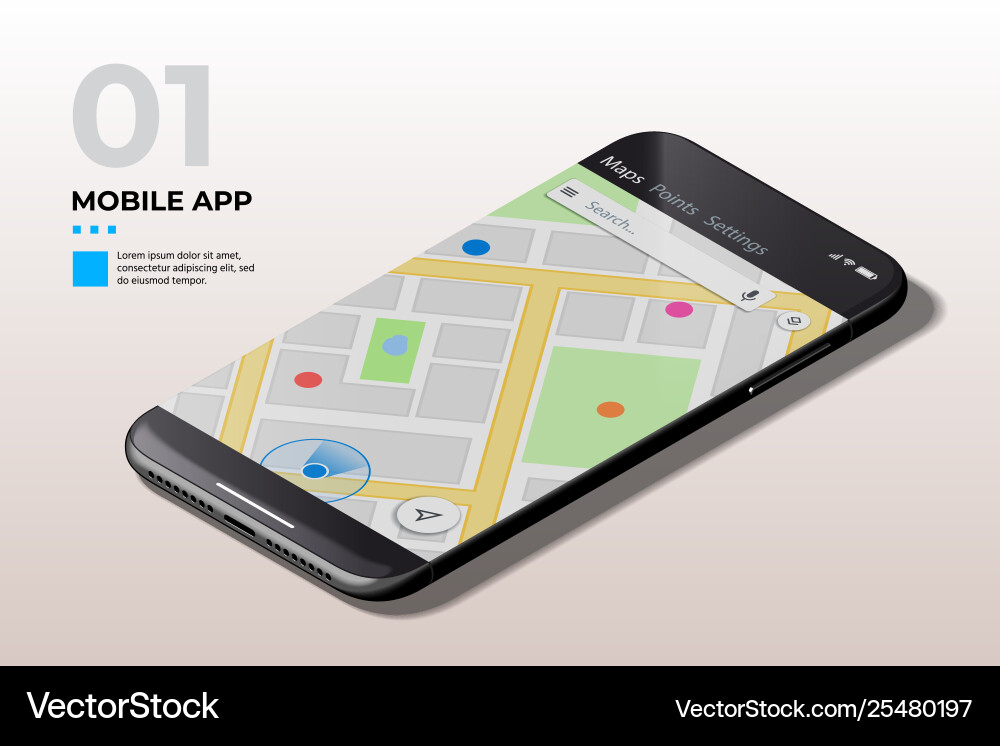 Moderne Handy mit gps map ui ux Vektorbild