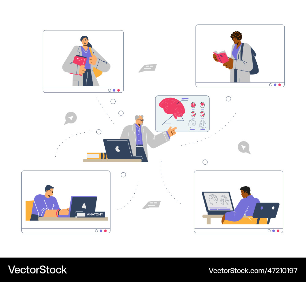 Online medical webinar or academic education Online medical webinar or academic education vector image