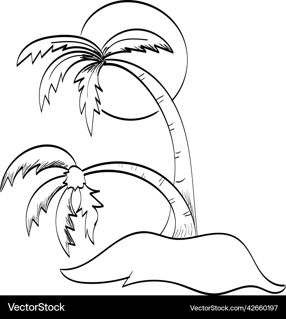 Palm tree line drawing for print Palm tree line drawing for print vector image
