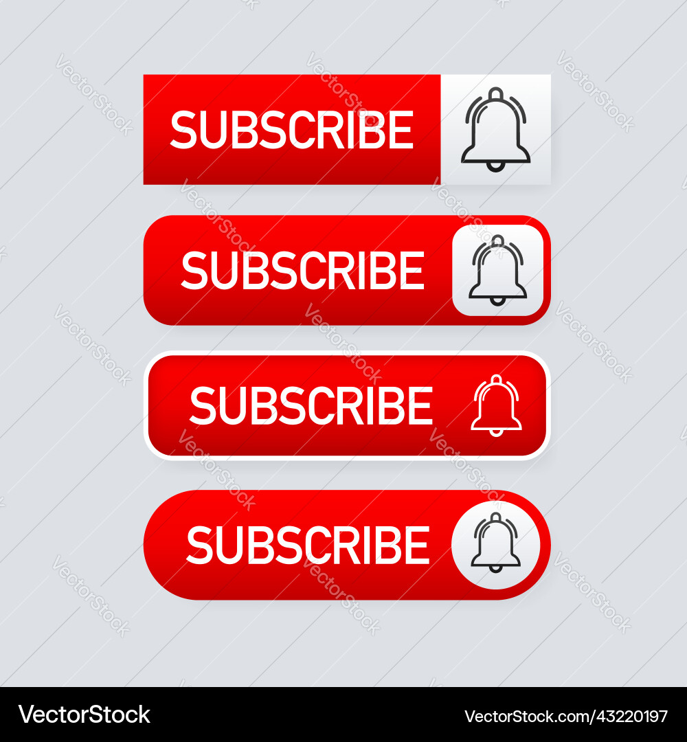 Red rounded subscribe button on white background Red rounded subscribe button on white background vector image