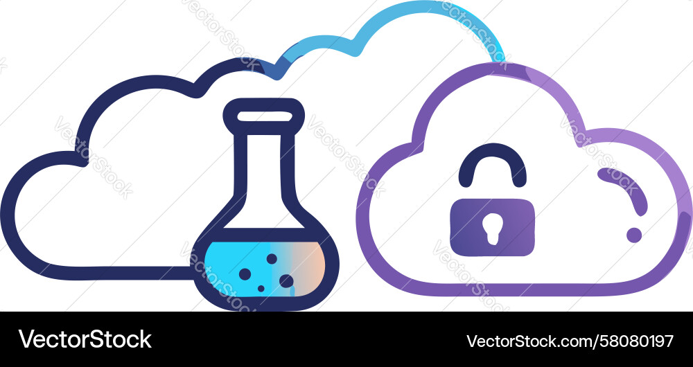 Secure Science Data Cloud Icon Vector Image