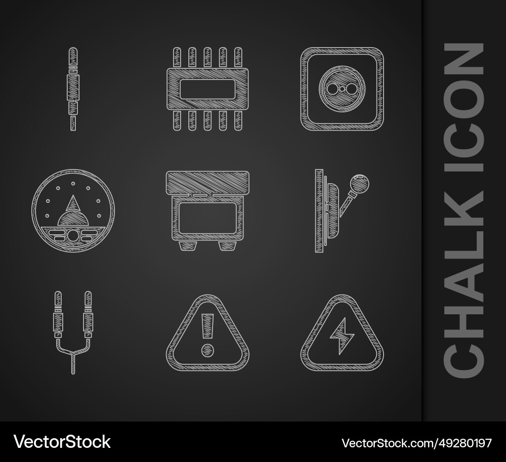 Set fuse exclamation mark in triangle high Vector Image