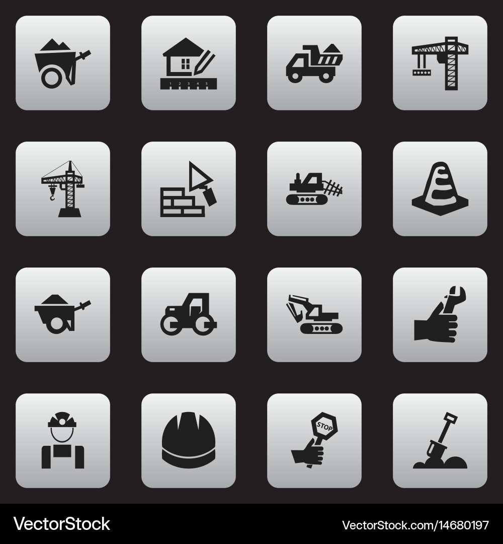 Set of 16 editable structure icons includes vector image