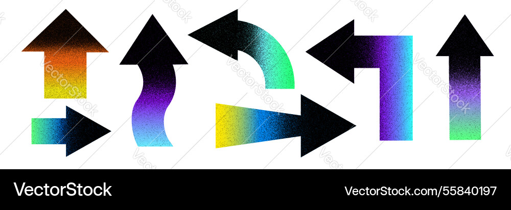Set of arrows with various shapes and gradient vector image