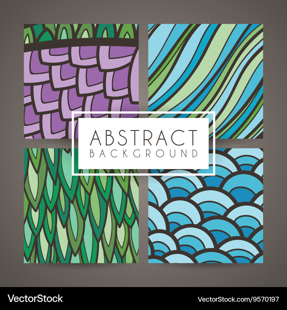 Set of four colorful intricate patterns vector image