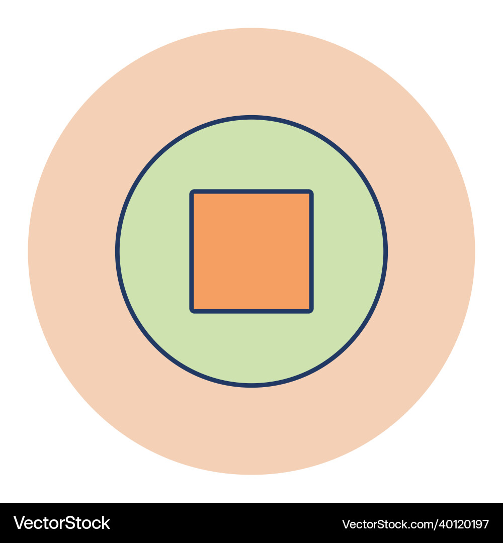 Stop button flat color icon graph symbol Vector Image