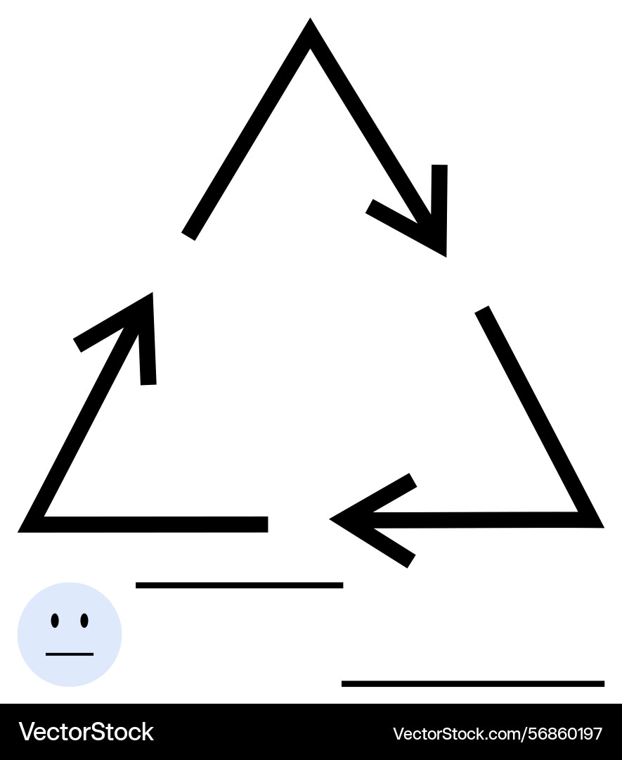 Triangular cycle with three arrows pointing Triangular cycle with three arrows pointing vector image