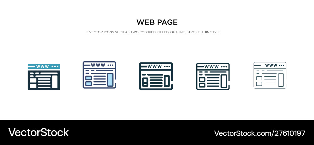 Web page icon in different style two colored Web page icon in different style two colored vector image