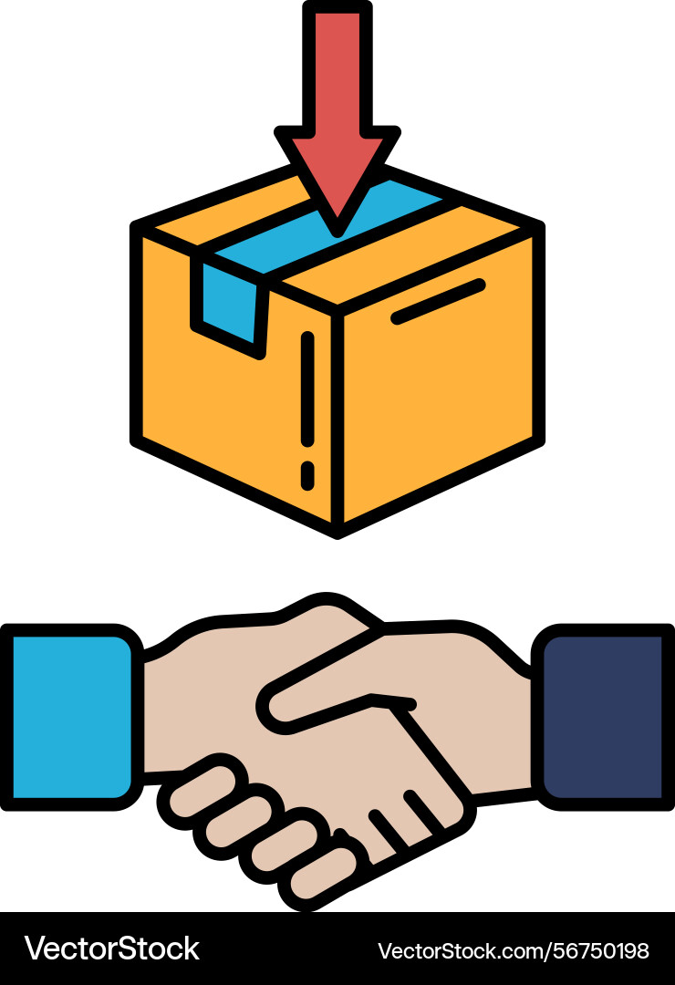 A box with red arrow pointing down is being A box with red arrow pointing down is being vector image