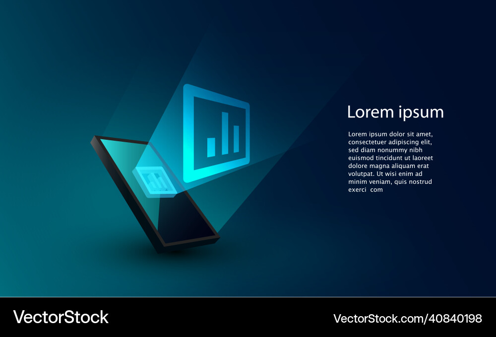 Application of smartphone with business graph Application of smartphone with business graph vector image