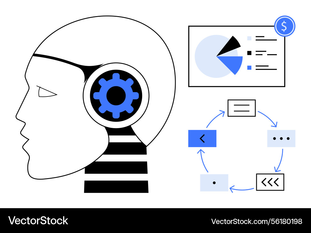 Artificial intelligence profile with data analysis vector image