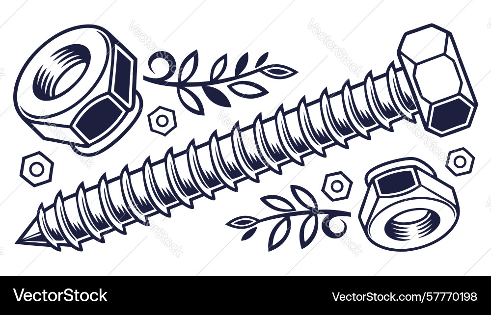 Assorted nuts and screws design generative ai Vector Image