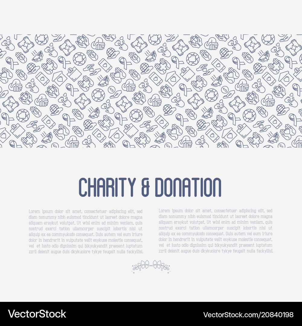 Charity and donation concept with thin line icons Charity and donation concept with thin line icons vector image