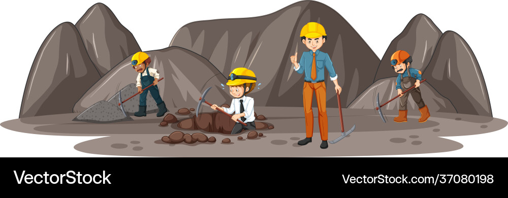 Coal mining scene with many engineers Coal mining scene with many engineers vector image