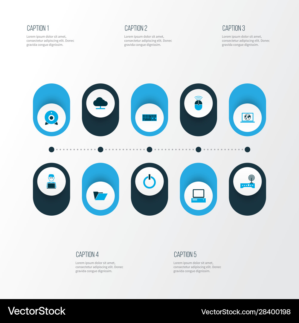 Computer icons colored set with internet Computer icons colored set with internet vector image