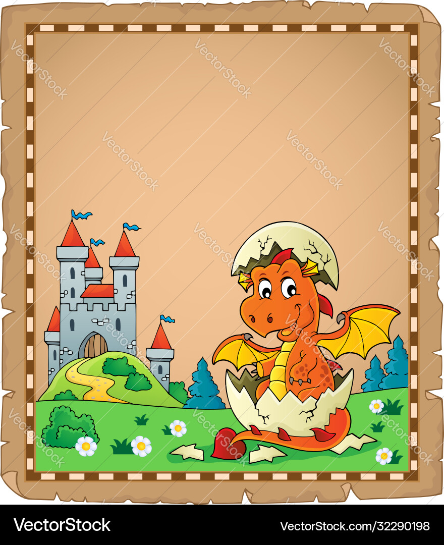 Dragon hatching from egg parchment 2 Vector Image