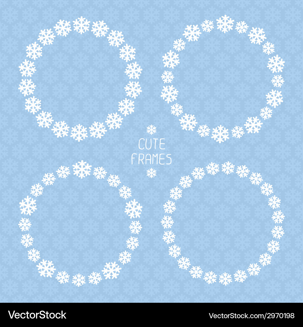 Frame of snowflakes pattern snow background vector image