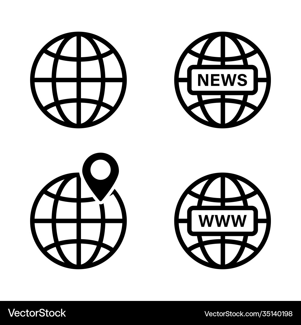 Globe earth icon isolated elements internet Vector Image