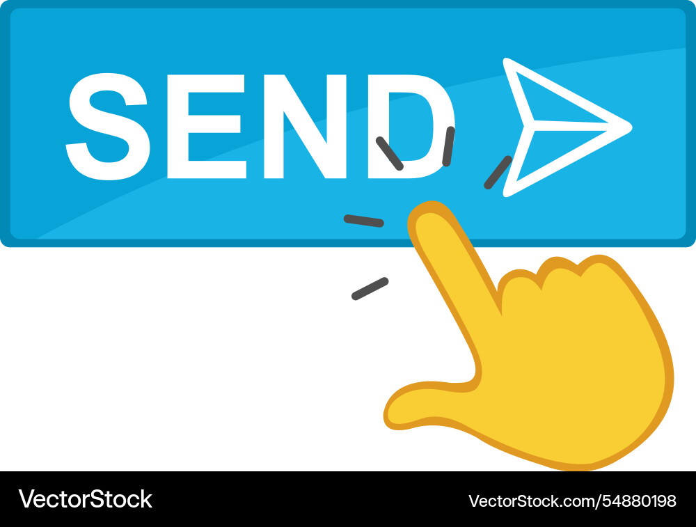 Hand push send button vector image