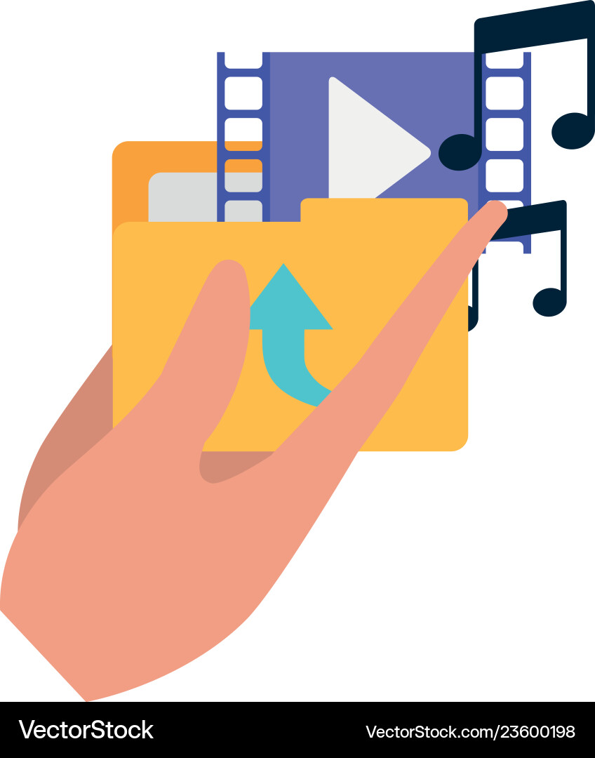 Hands with folder isolated icon vector image