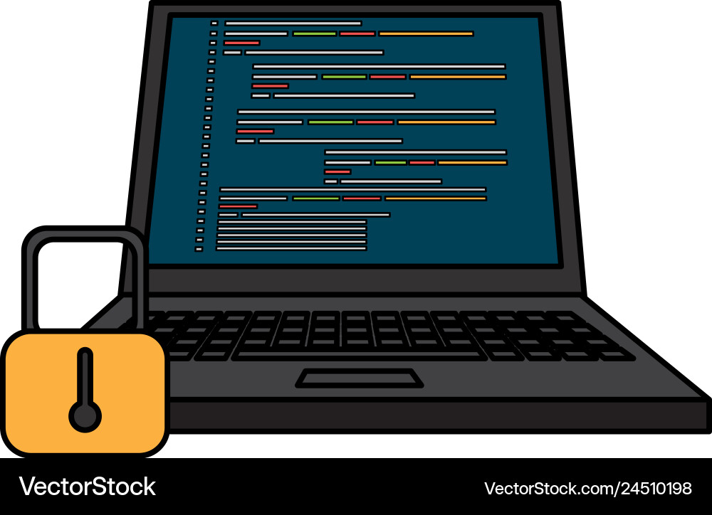 Laptop computer with padlock Laptop computer with padlock vector image