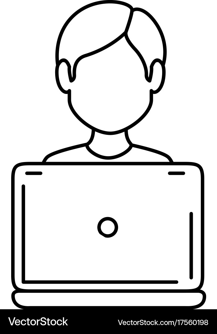 Laptop computer with user Vector Image