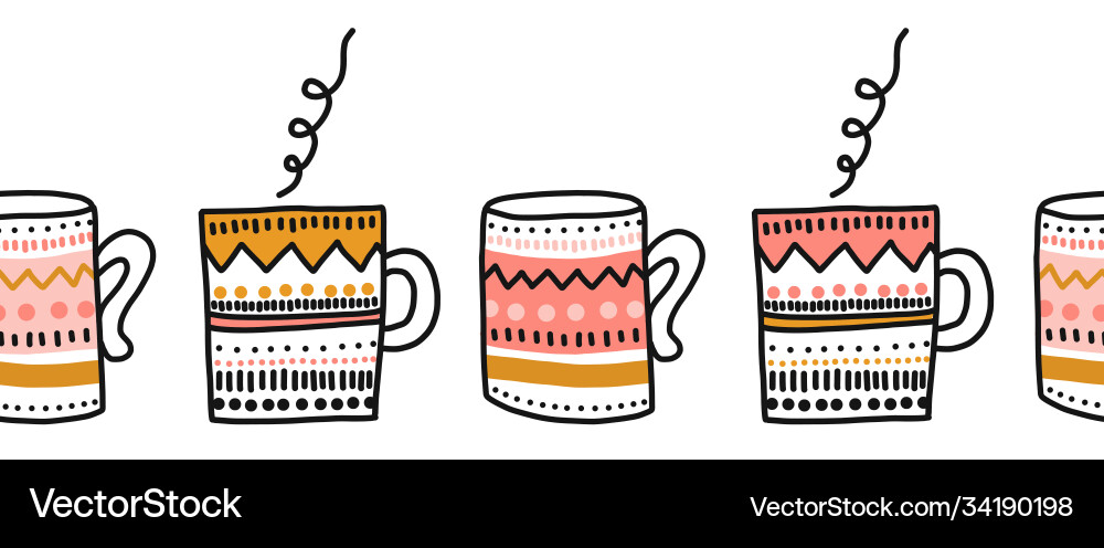 Mups seamless border repeating cup pattern vector image