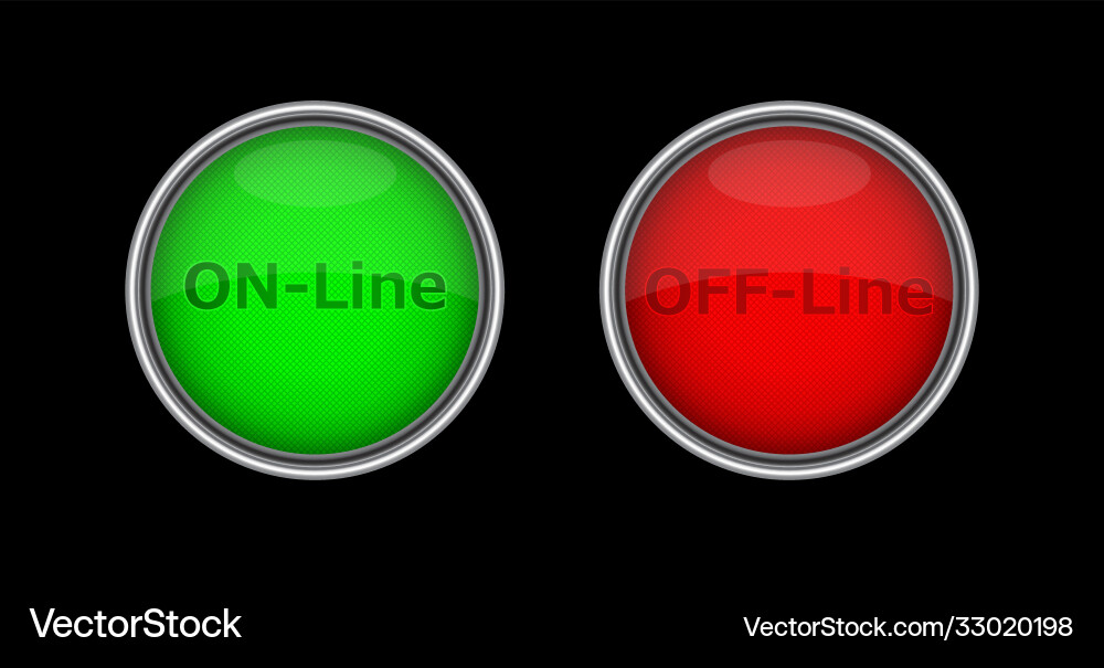 Red and green volumetric buttons with on-line Vector Image