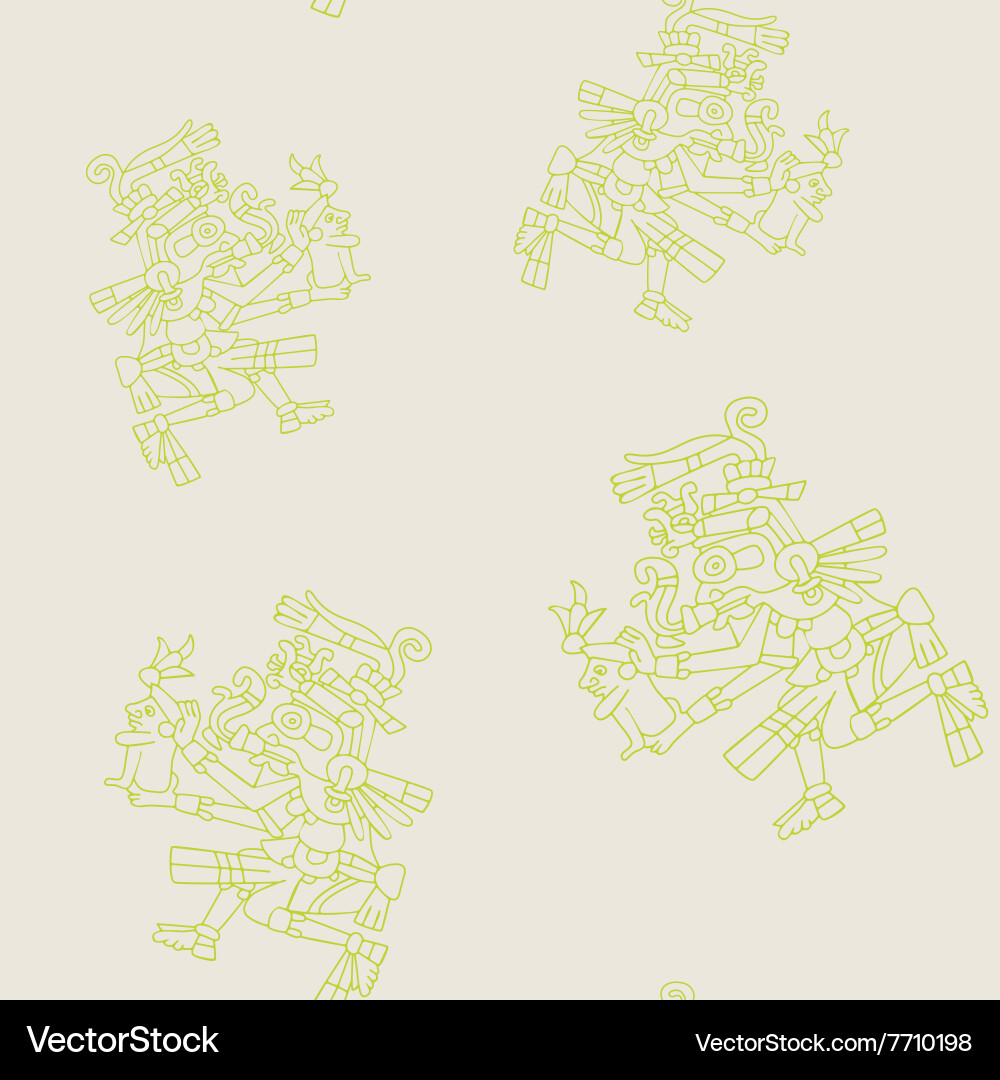 Seamless pattern with symbols from aztec codices Vector Image