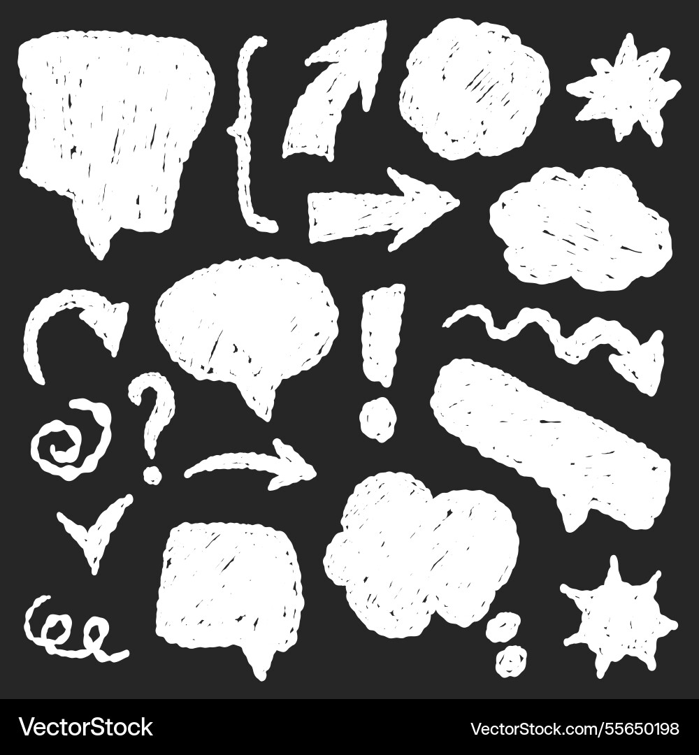Set of text speech bubbles with crayon texture Set of text speech bubbles with crayon texture vector image