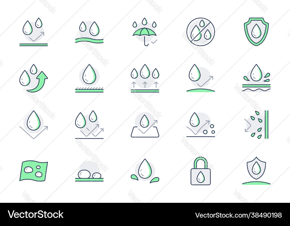 Wasserdichte Liniensymbole enthalten Wasserdichte Liniensymbole enthalten vektorbild