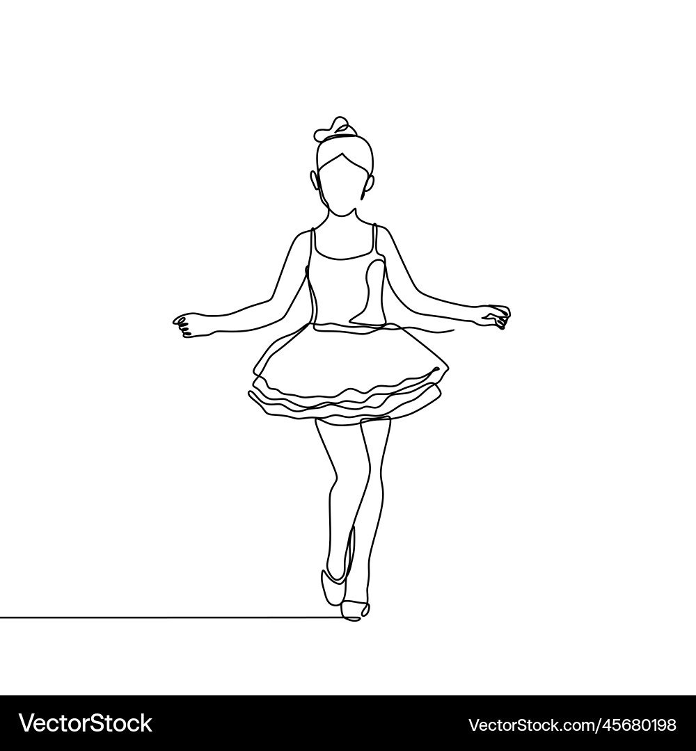 Young ballerina one continuous line drawing Young ballerina one continuous line drawing vector image