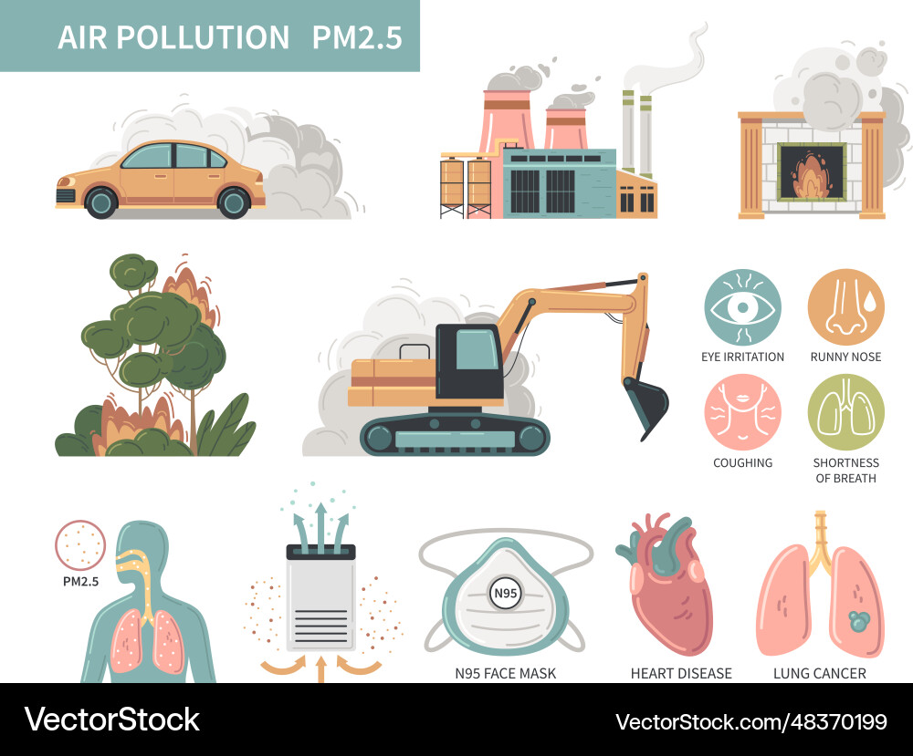 Air pollution infographic set Air pollution infographic set vector image