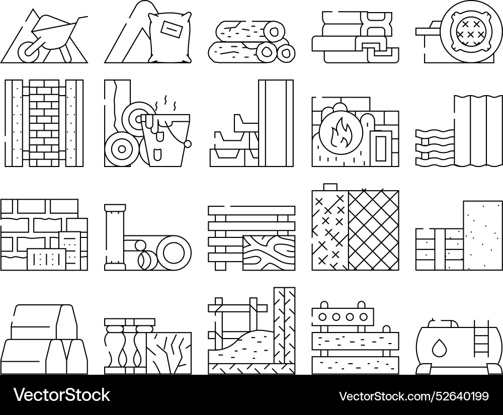 Building material collection icons set Building material collection icons set vector image