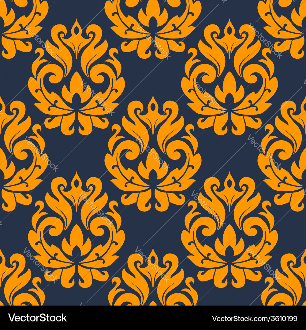 Damask Leaf Scroll Pattern vector image