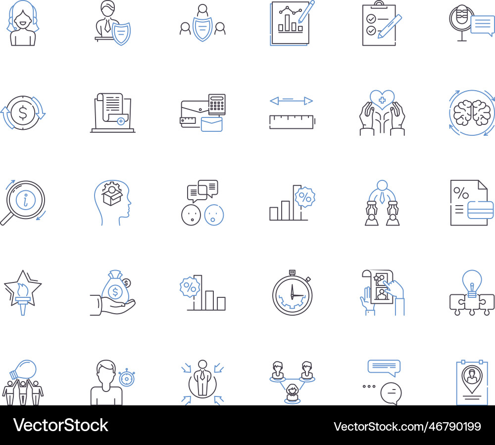 Data evaluation line icons collection analysis Vector Image