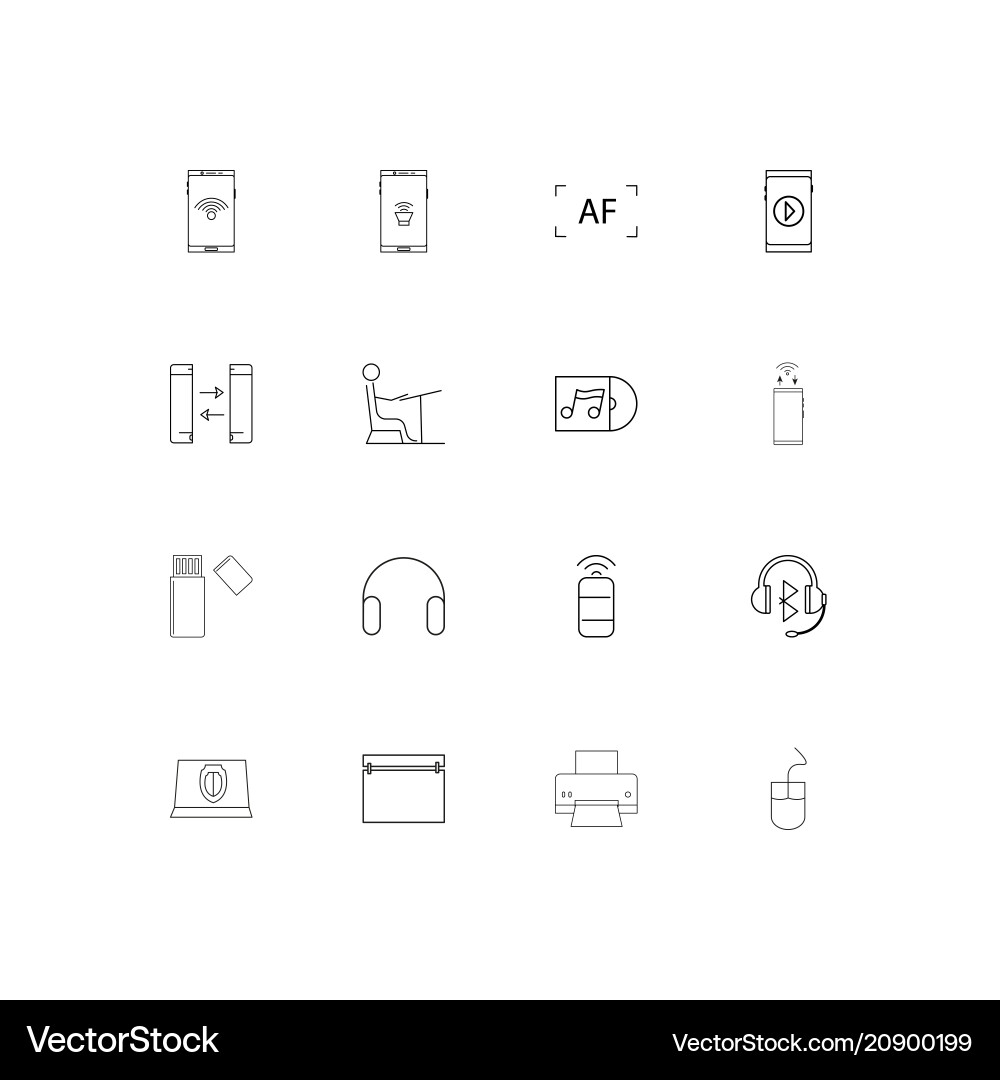 Devices linear thin icons set outlined simple Vector Image