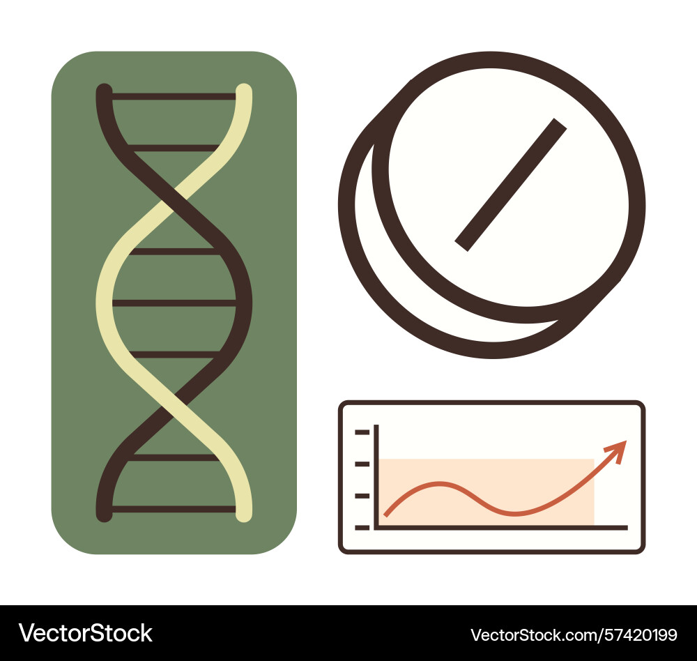 Dna helix pill and growth chart exploring themes vector image