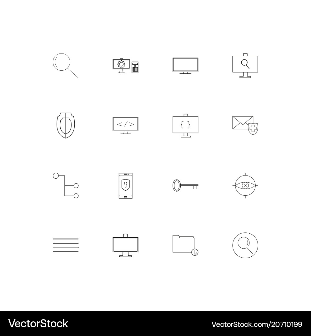 Internet security simple linear icons set vector image