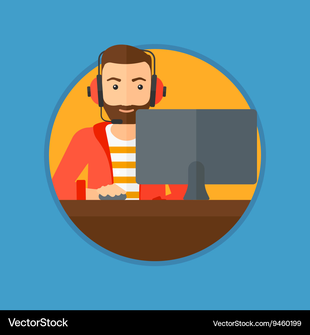 Man playing computer game vector image