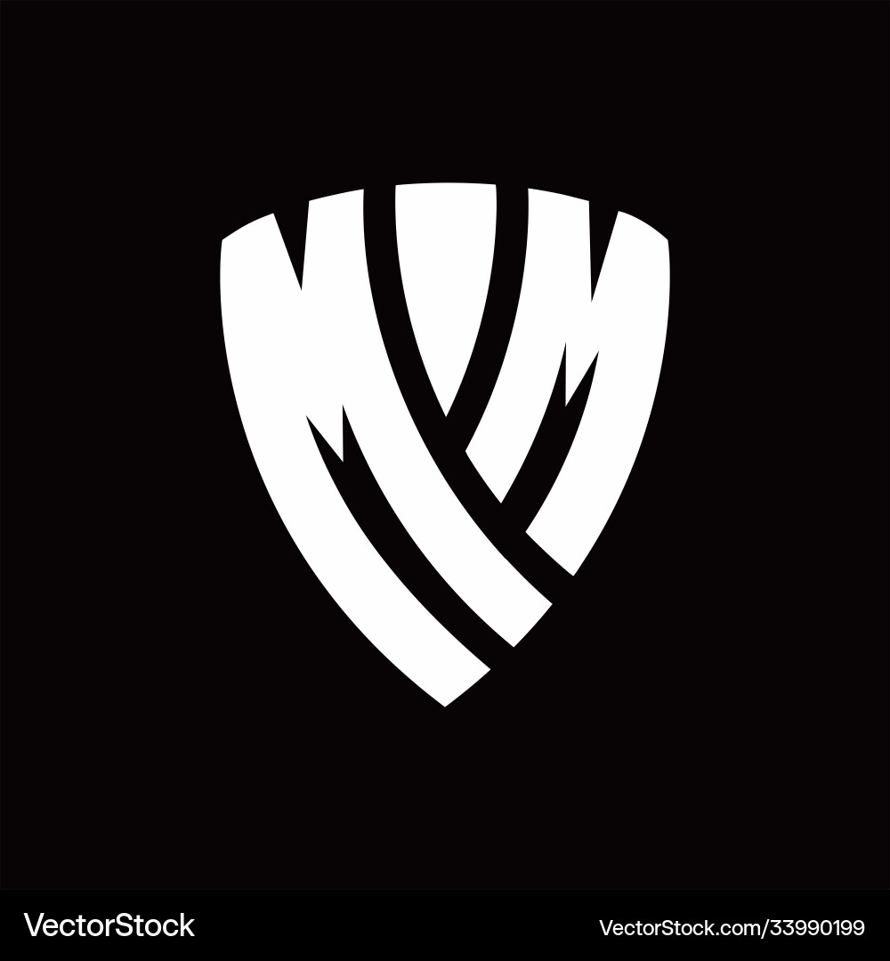 Mm logo monogram with shield elements shape vector image