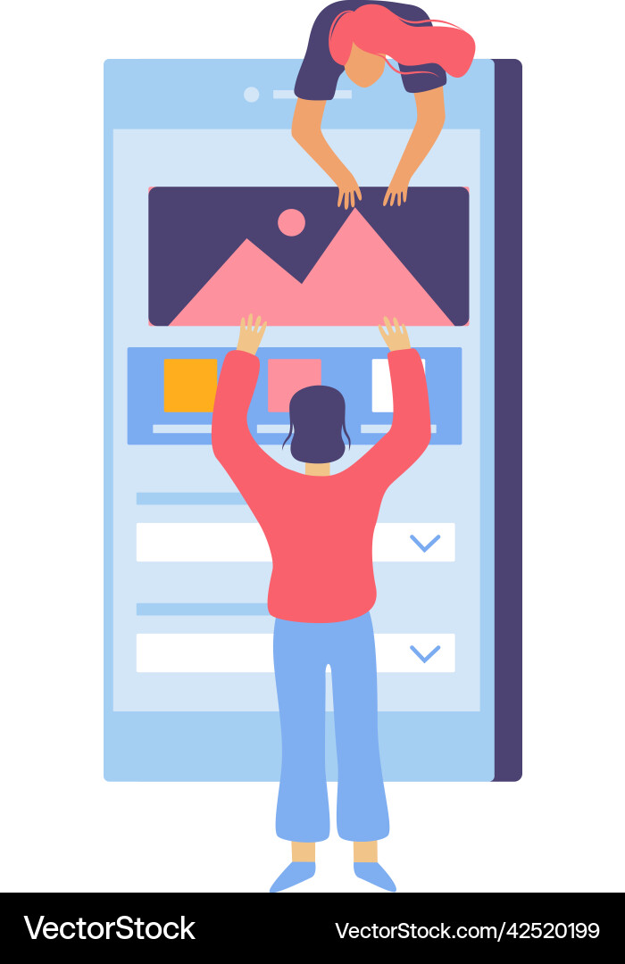 Mobile page development composition Mobile page development composition vector image
