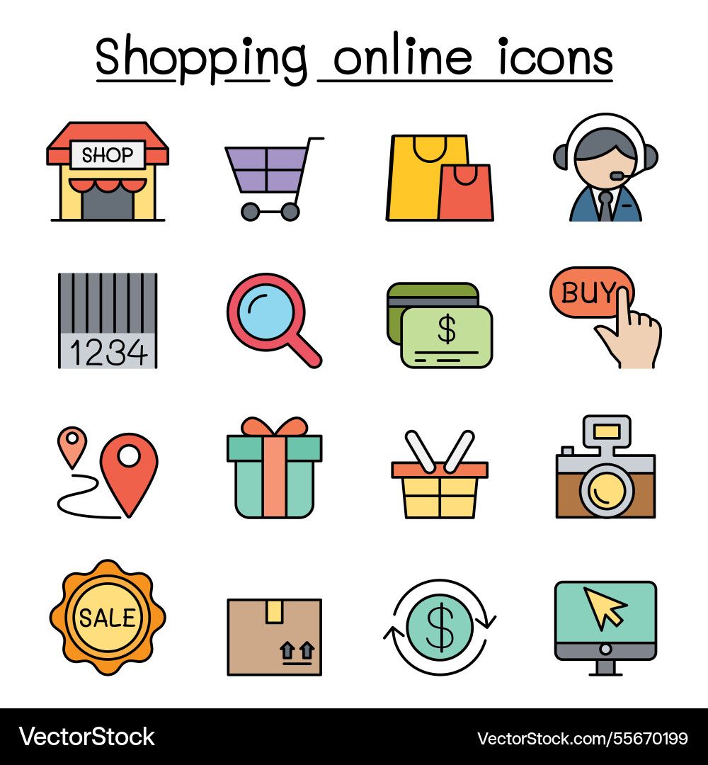 Online-Internet-Symbol-Set Vektorbild