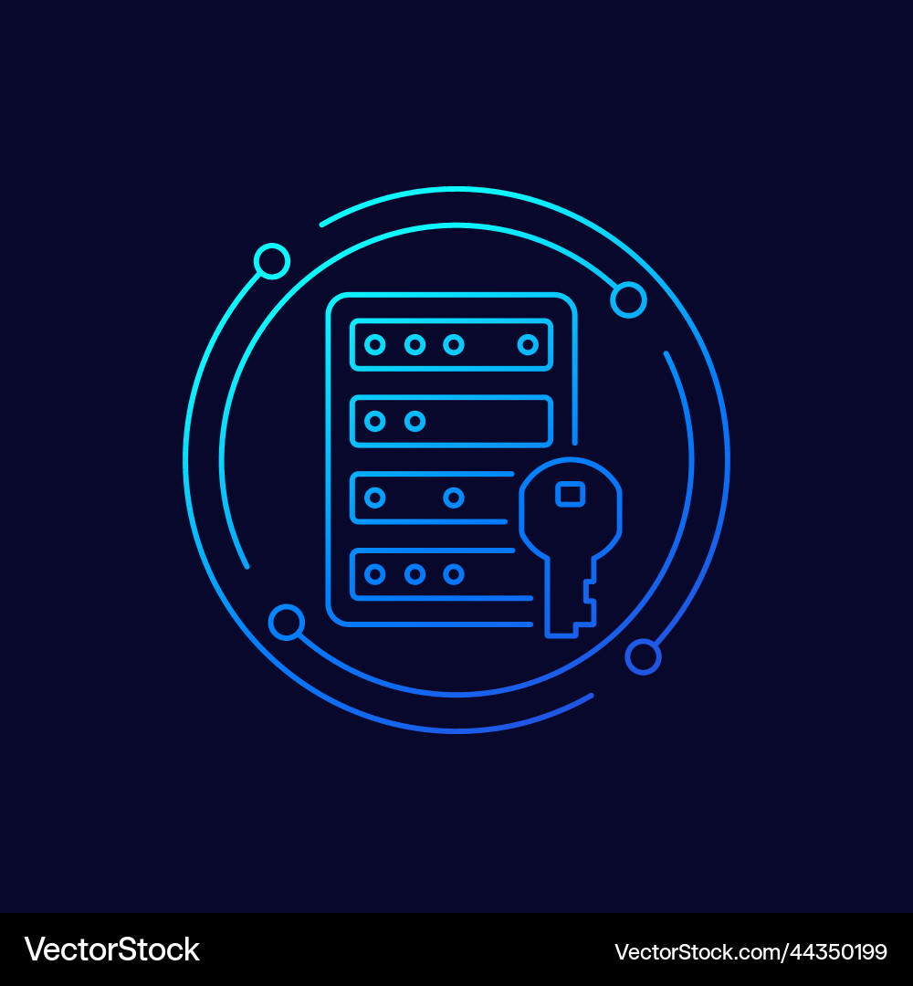 Server mainframe and a key line icon Vector Image