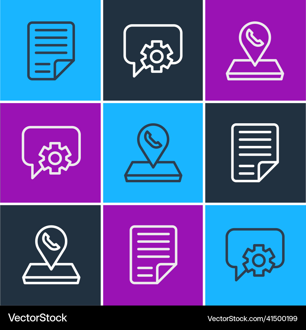 Set line file document call center location vector image