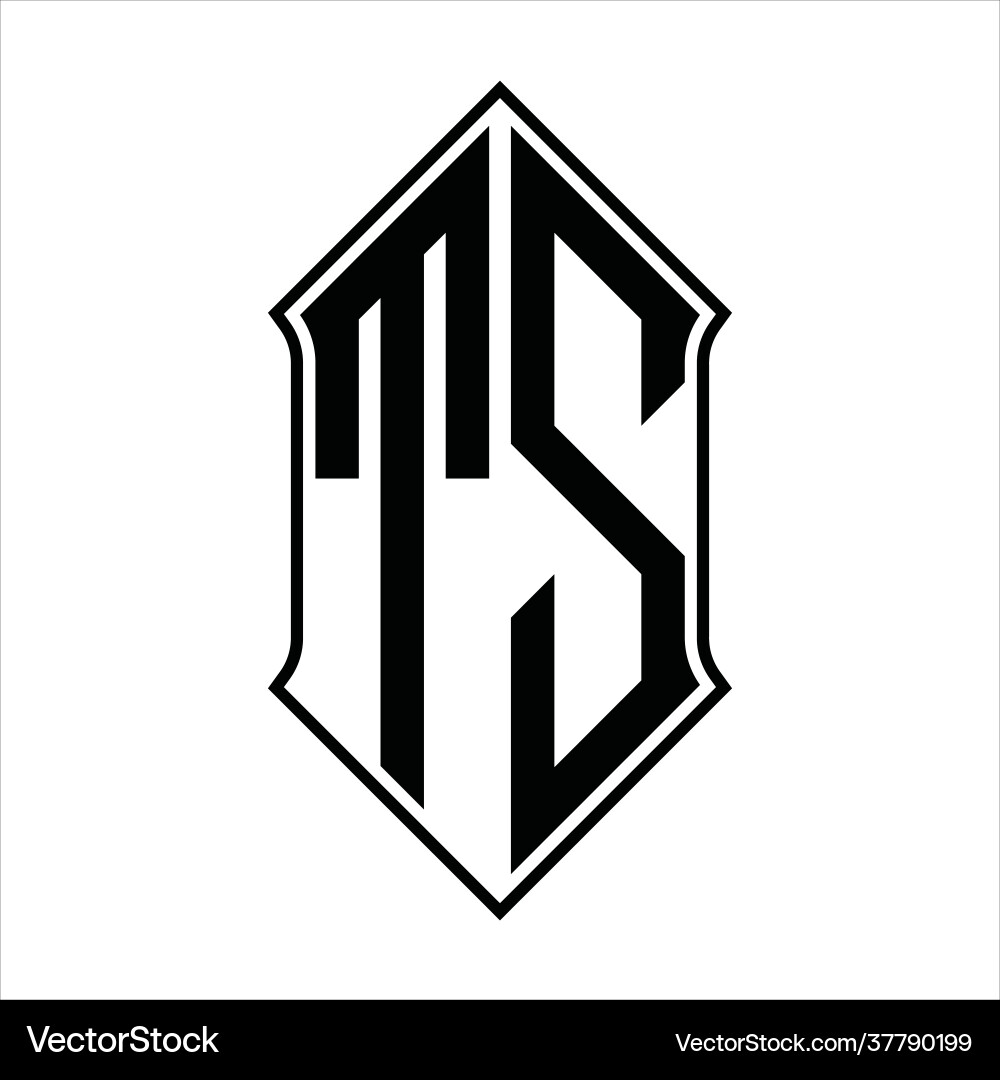 Ts Logo Monogramm mit Schildform und Umriss Ts Logo Monogramm mit Schildform und Umriss vektorbild