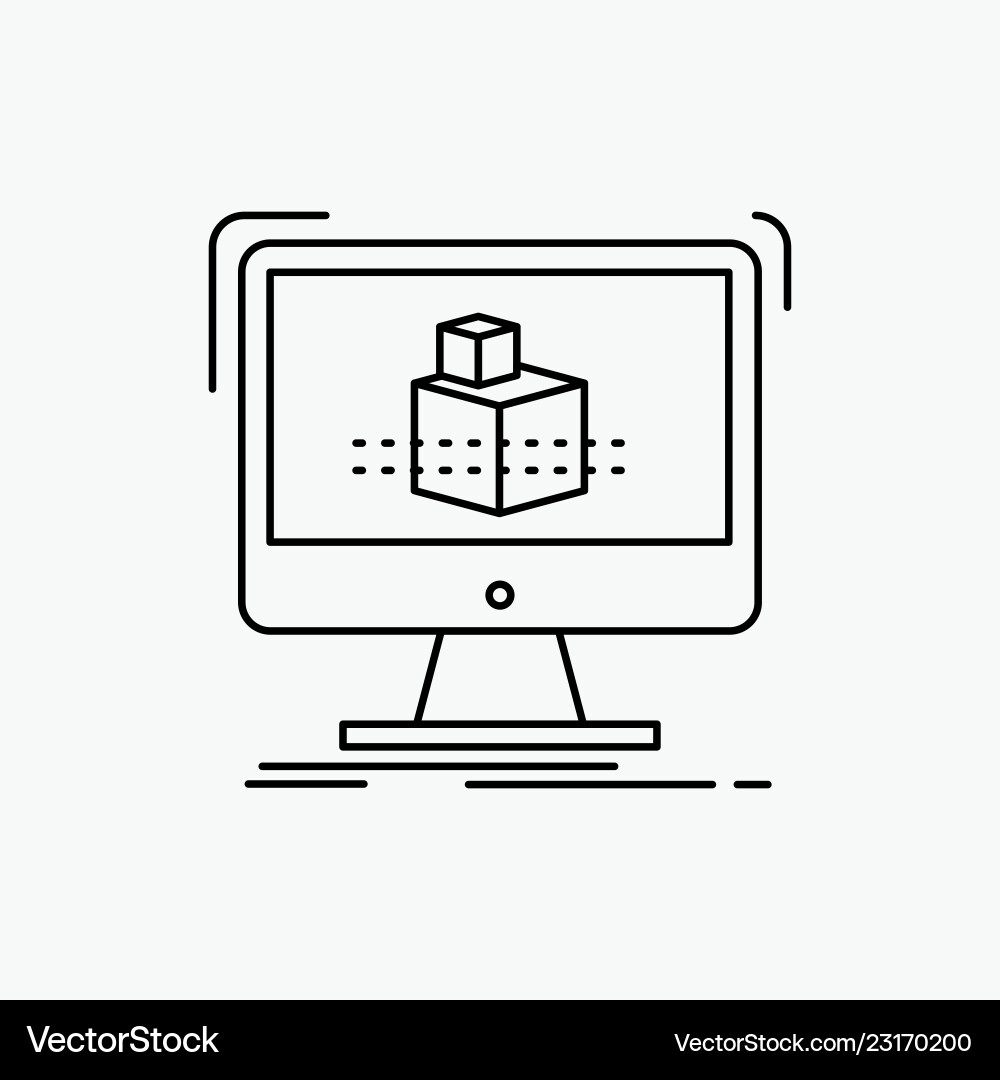 3d cube dimensional modelling sketch line icon 3d cube dimensional modelling sketch line icon vector image